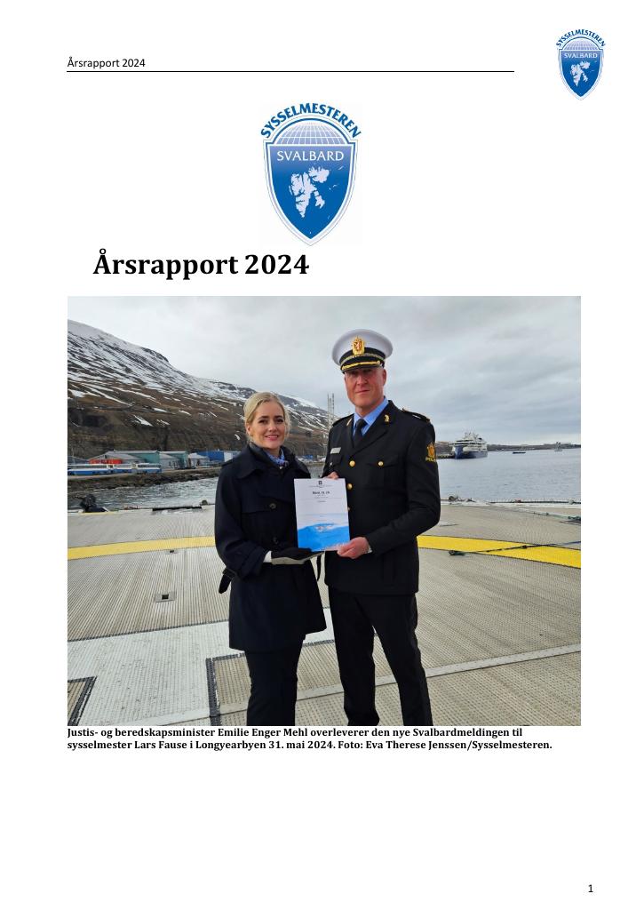 Forsiden av dokumentet Årsrapport Sysselmesteren på Svalbard 2024