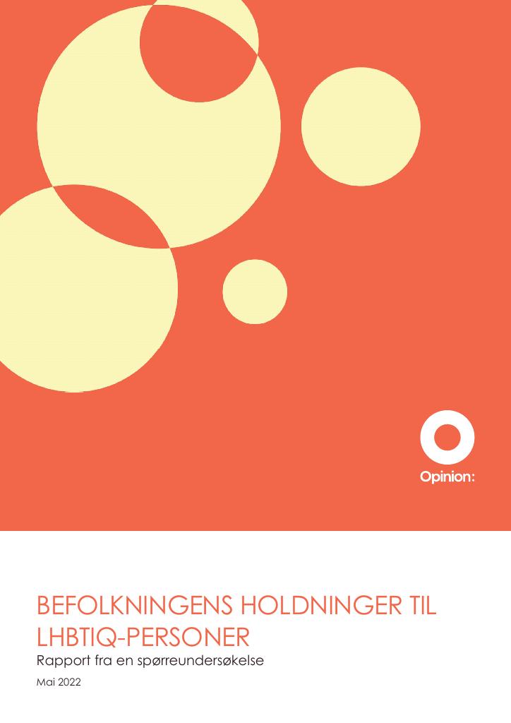 Forsiden av dokumentet Befolkningens holdninger til LHBTIQ-personer. Rapport fra en spørreundersøkelse