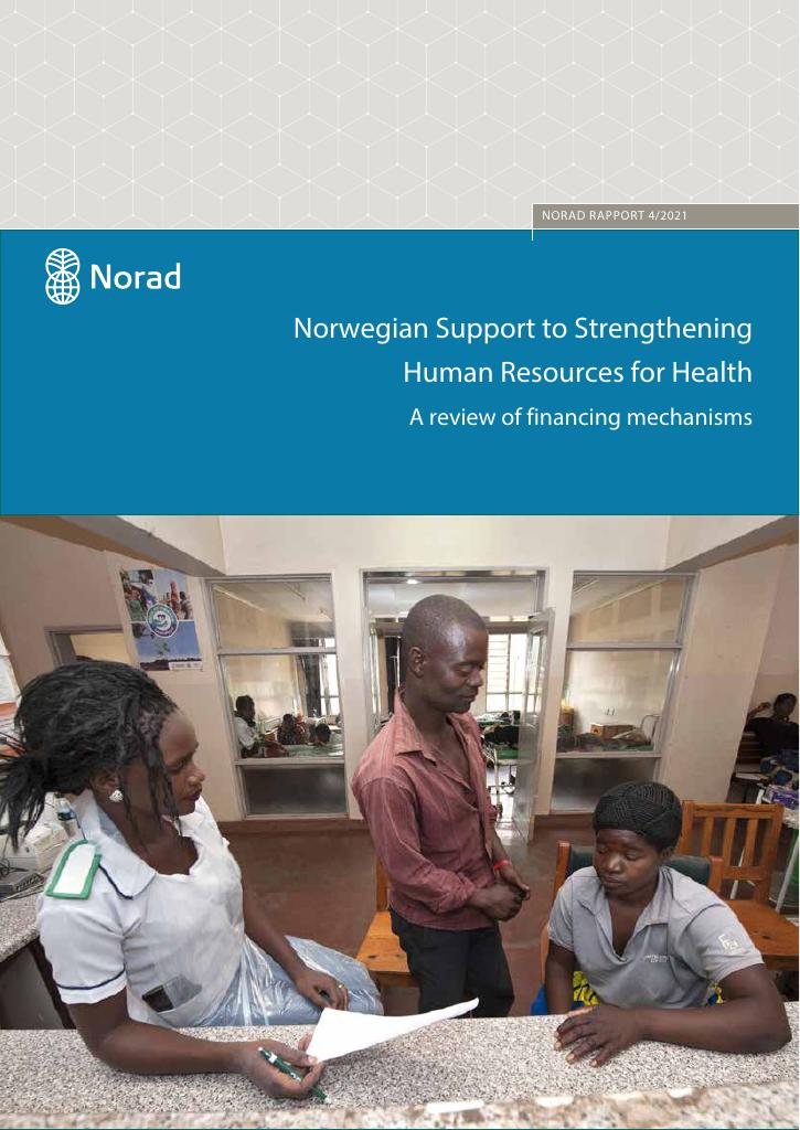 Forsiden av dokumentet Norwegian Support to Strengthening Human Resources for Health - A review of financing mechanisms