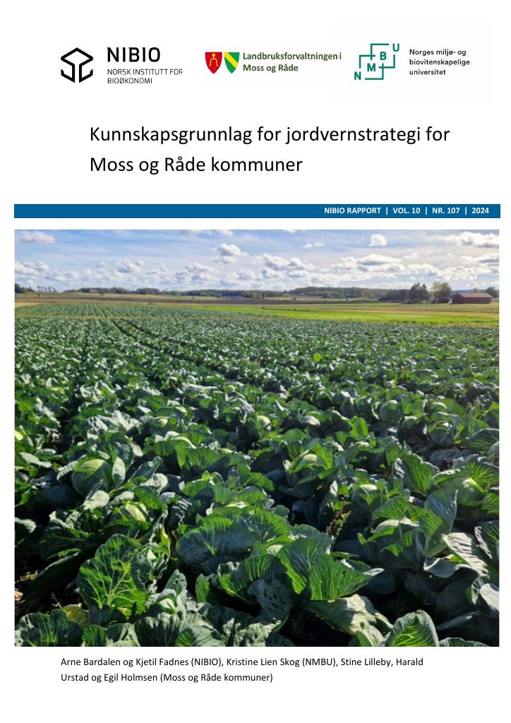Forsiden av dokumentet Kunnskapsgrunnlag for jordvernstrategi for Moss og Råde