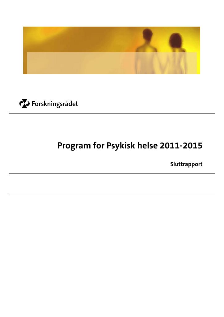 Forsiden av dokumentet Program for Psykisk helse 2011-2015