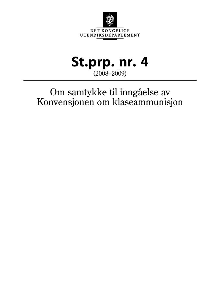 Forsiden av dokumentet St.prp. nr. 4 (2008-2009)