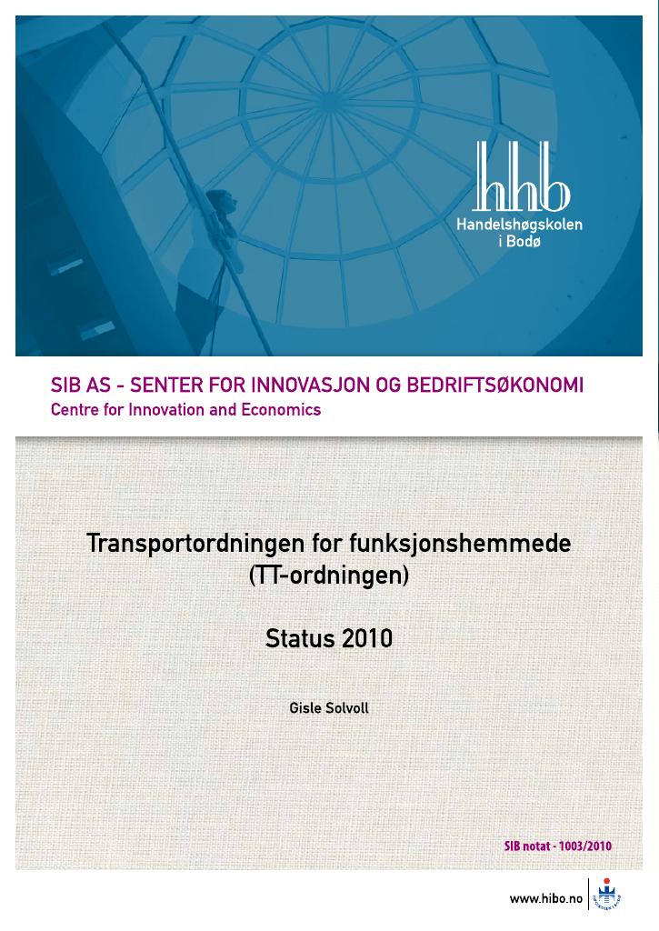 Forsiden av dokumentet Transportordningen for funskjonshemmede (TT-ordningen)