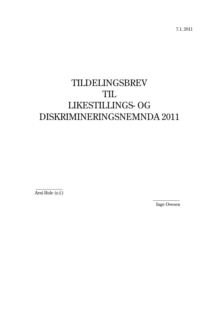 Forsiden av dokumentet Likestillings- og diskrimineringsnemnda