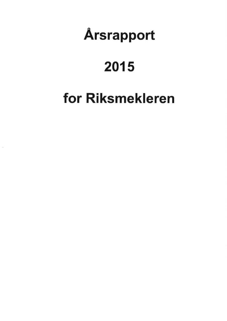 Forsiden av dokumentet Årsrapport Riksmekleren 2015