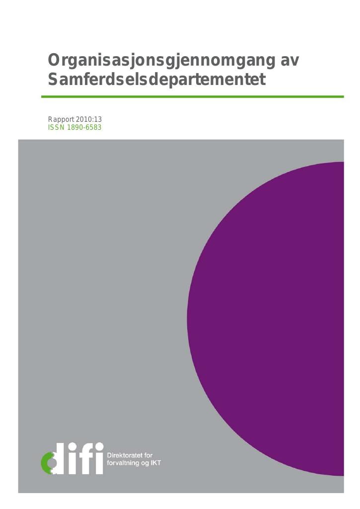 Forsiden av dokumentet Organisasjonsgjennomgang av Samferdselsdepartementet