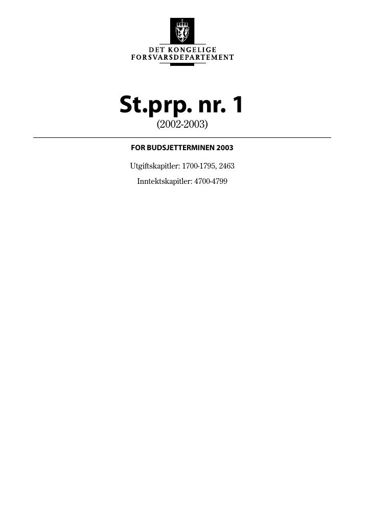 Forsiden av dokumentet St.prp. nr. 1 (2002-2003)