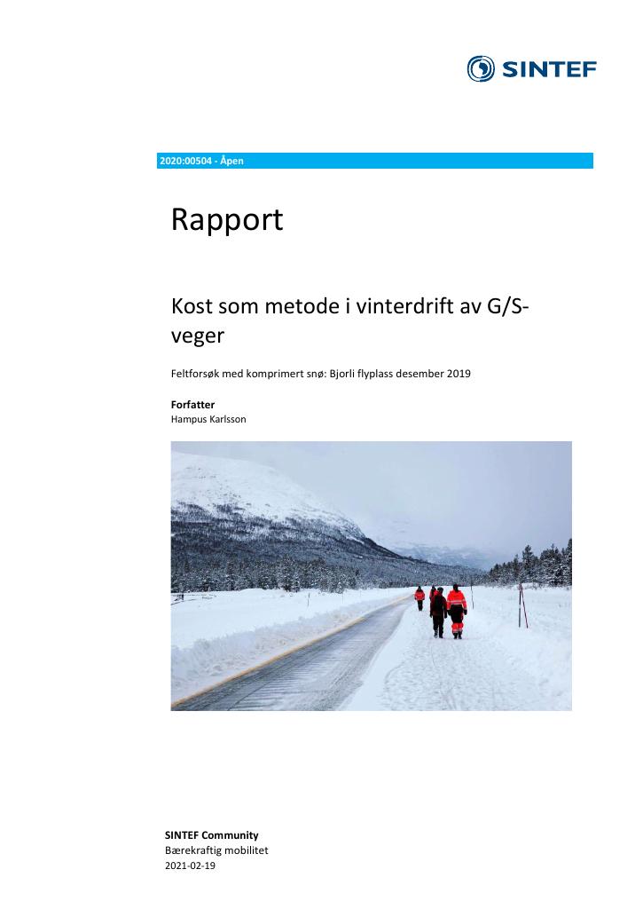 Forsiden av dokumentet Kost som metode i vinterdrift av G/Sveger