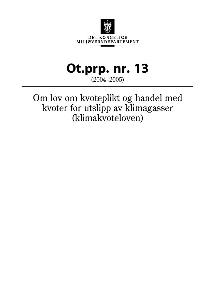 Forsiden av dokumentet Ot.prp. nr. 13 (2004-2005)