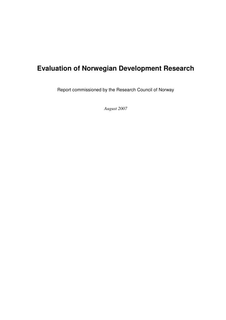 Forsiden av dokumentet Evaluation of Norwegian Development Research
