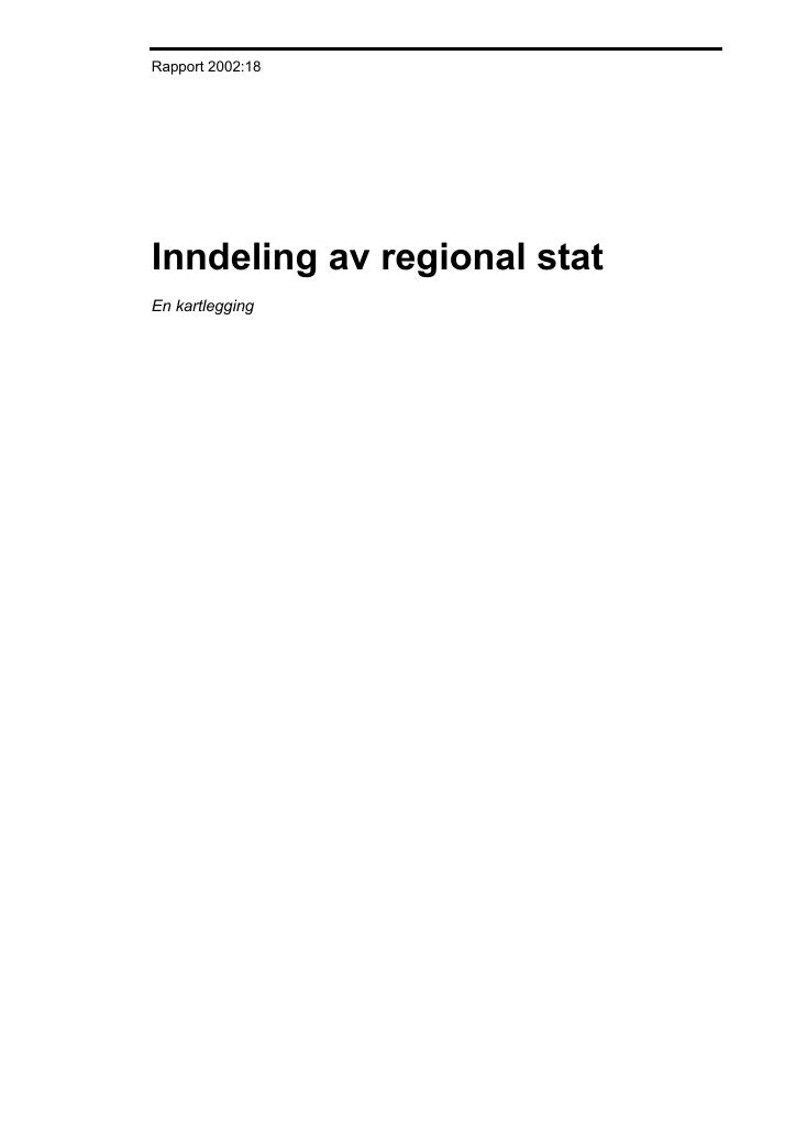Forsiden av dokumentet Inndeling av regional stat