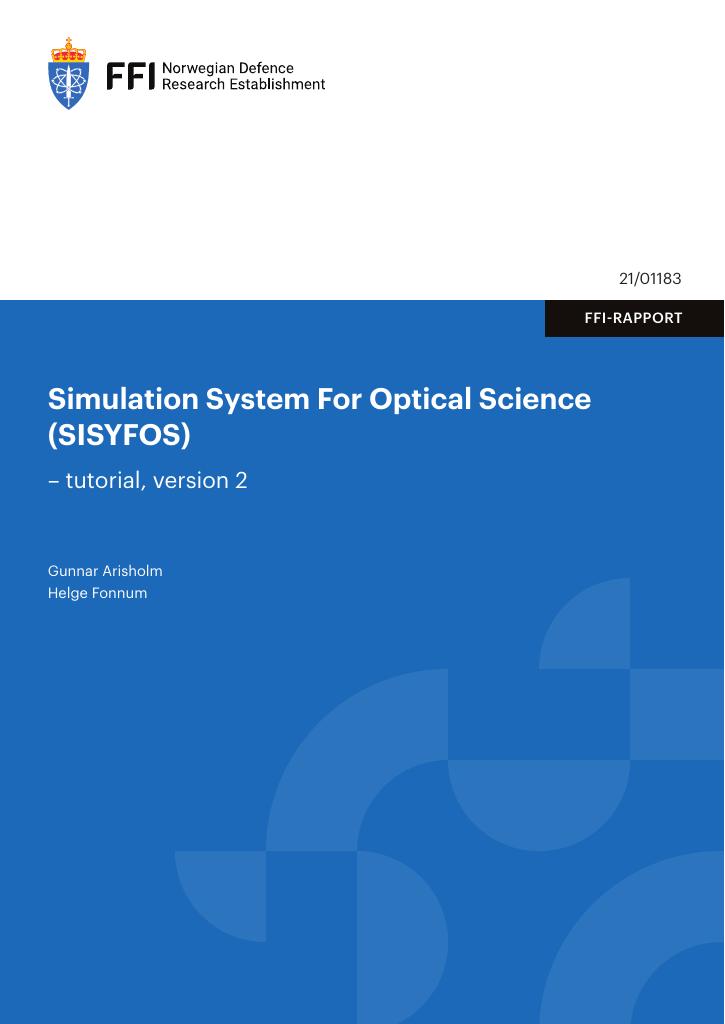 Forsiden av dokumentet Simulation System For Optical Science (SISYFOS) : tutorial, version 2