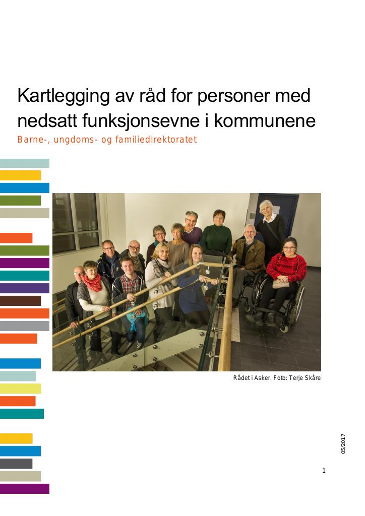 Forsiden av dokumentet Kartlegging av råd for personer med nedsatt funksjonsevne i kommunene.