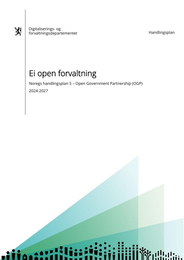 Forsiden av dokumentet Noregs handlingsplan 5 – Open Government Partnership (OGP) 2024-2027