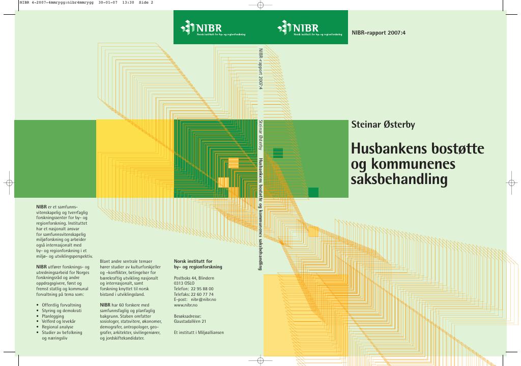 Forsiden av dokumentet Husbankens bostøtte og kommunenes saksbehandling