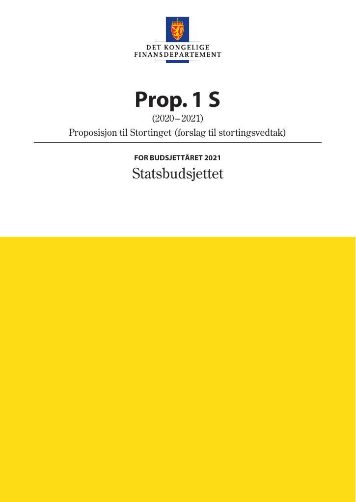 Forsiden av dokumentet Prop. 1 S  (2020–2021)