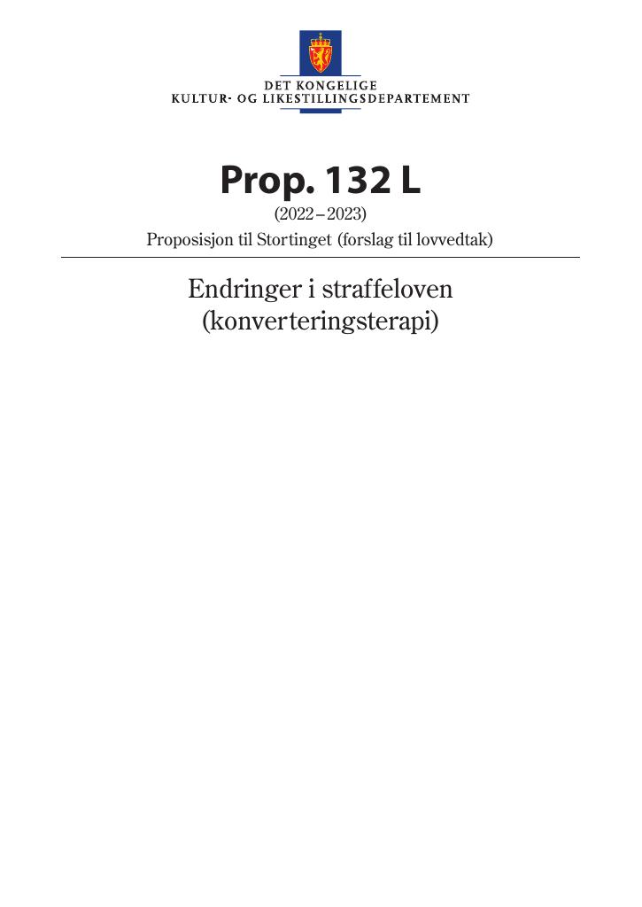 Forsiden av dokumentet Prop. 132 L (2022–2023)