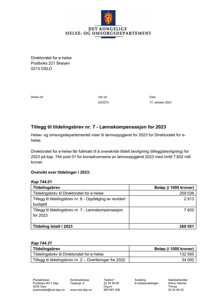 Forsiden av dokumentet supplerende 7 2023