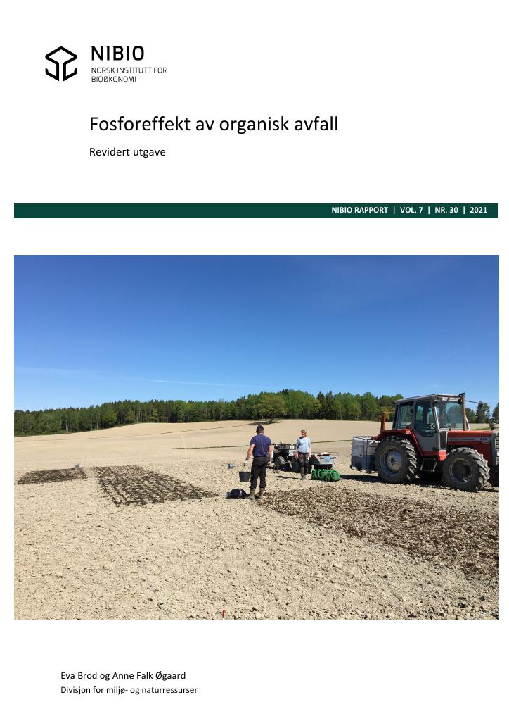 Forsiden av dokumentet Fosforeffekt av organisk avfall