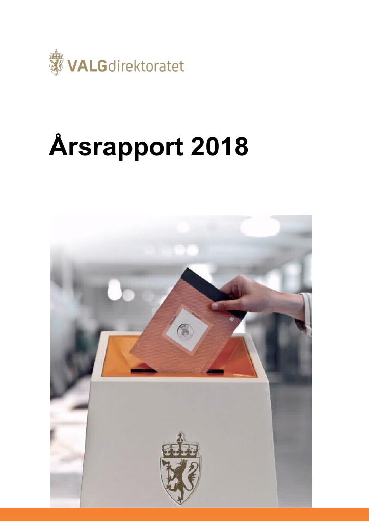 Forsiden av dokumentet Årsrapport Valgdirektoratet 2018