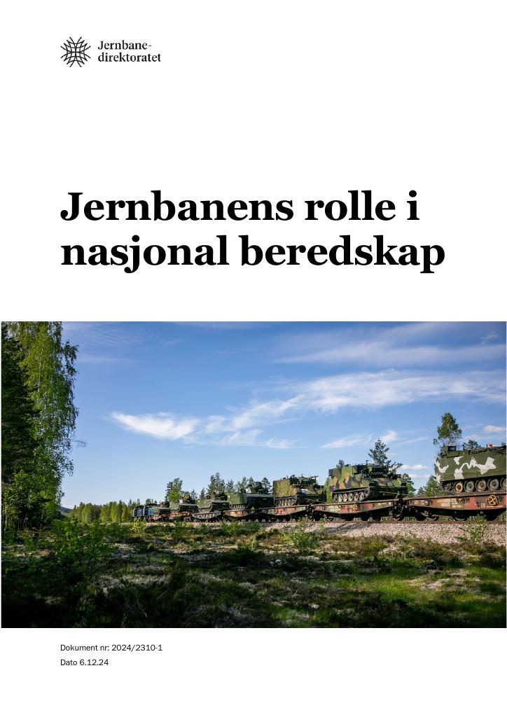 Forsiden av dokumentet Jernbanens rolle i nasjonal beredskap