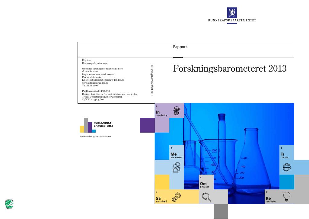 Forsiden av dokumentet Forskningsbarometeret 2013