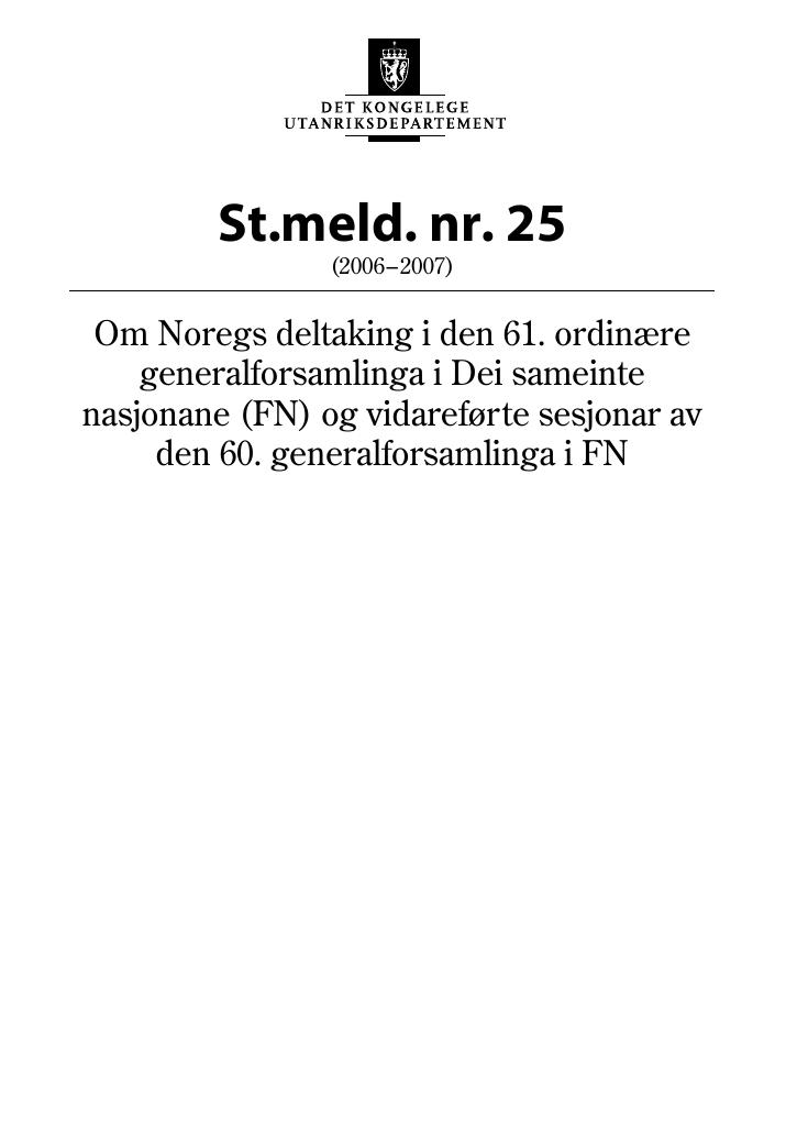 Forsiden av dokumentet St.meld. nr. 25 (2006-2007)