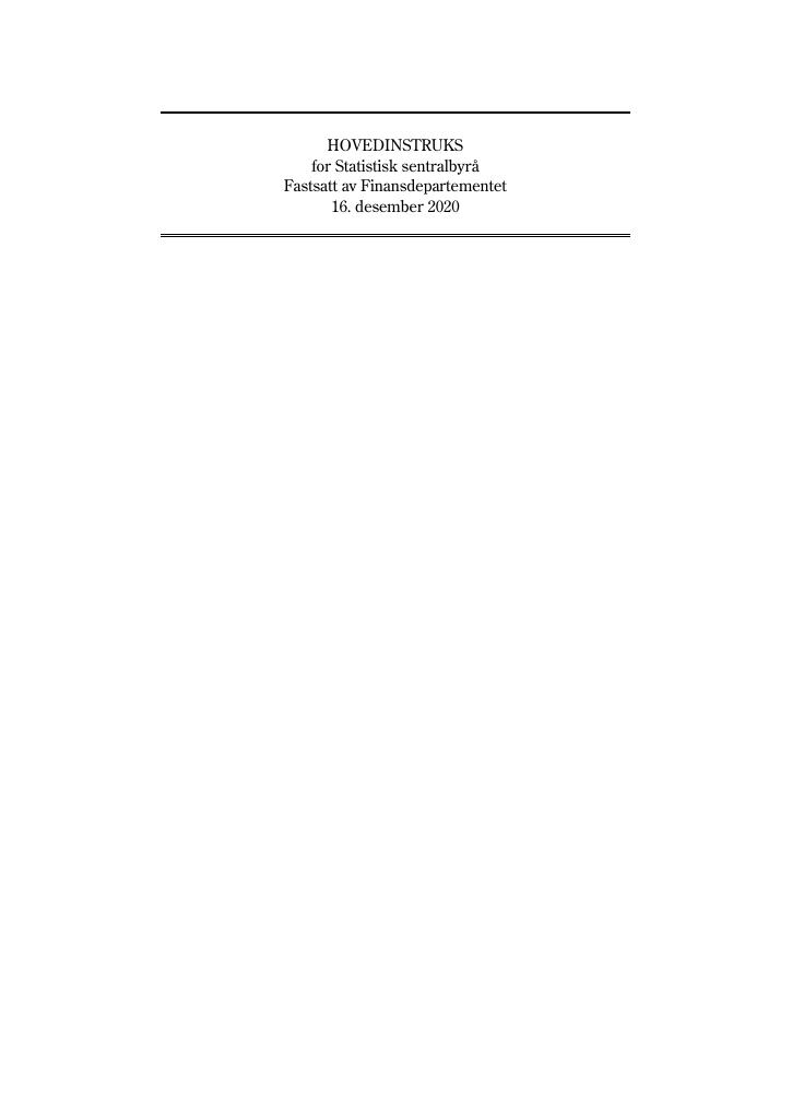 Forsiden av dokumentet Hovedinstruks Statistisk sentralbyrå 2021