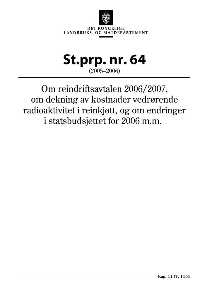 Forsiden av dokumentet St.prp. nr. 64 (2005-2006)