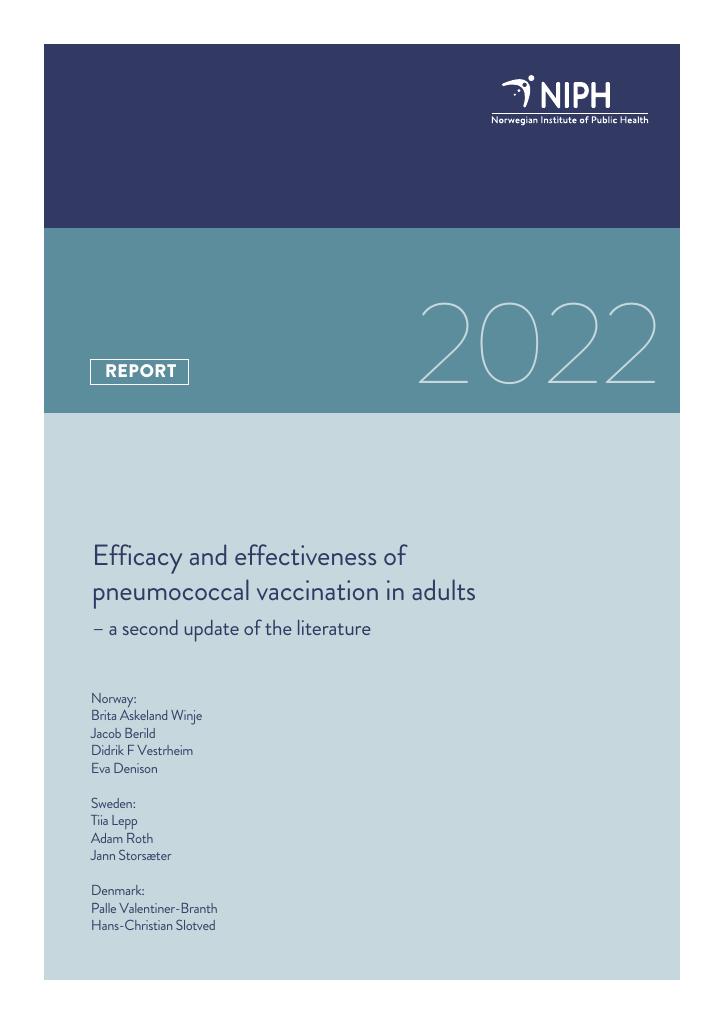 Forsiden av dokumentet Efficacy and effectiveness of pneumococcal vaccination in adults : a second update of the literature