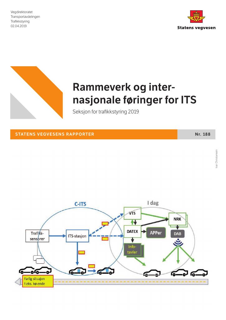 Forsiden av dokumentet Rammeverk og internasjonale føringer for ITS