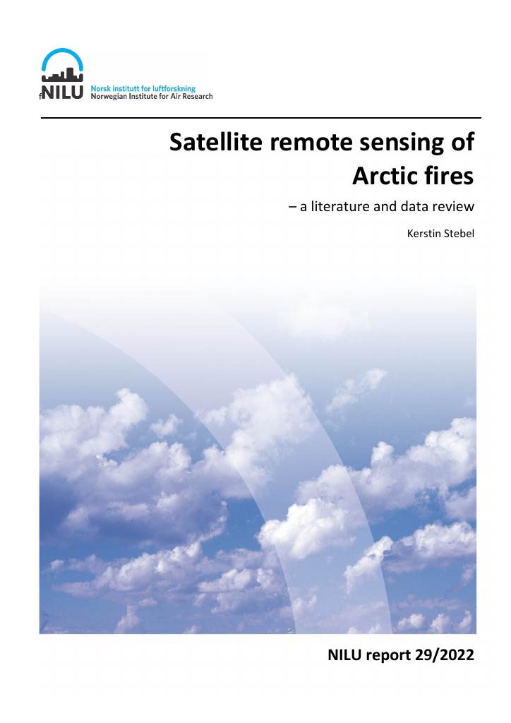 Forsiden av dokumentet Satellite remote sensing of Arctic fires : a literature and data review