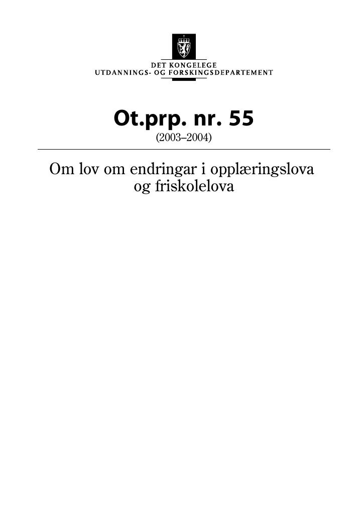 Forsiden av dokumentet Ot.prp. nr. 55 (2003-2004)