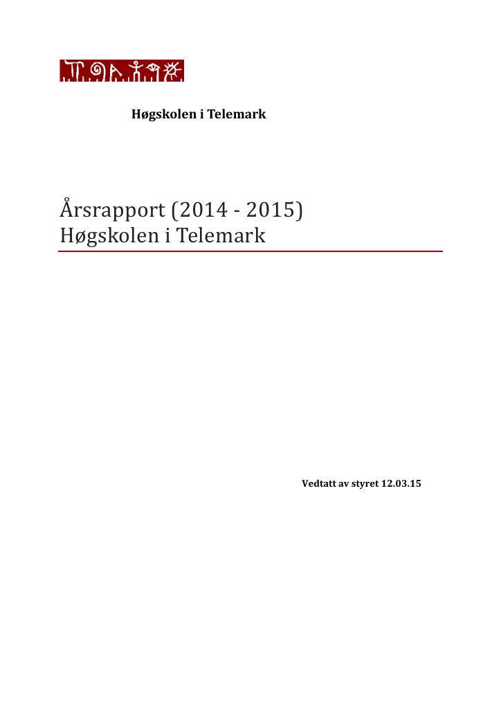 Forsiden av dokumentet Årsrapport Høgskolen i Telemark 2014