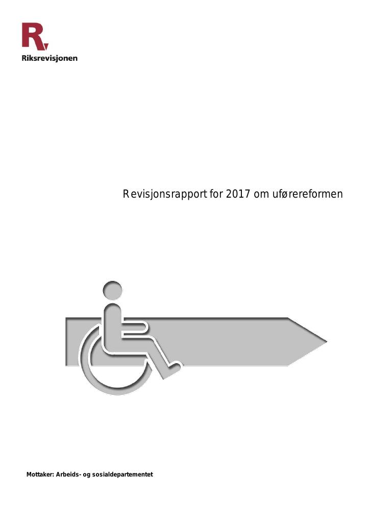 Forsiden av dokumentet Revisjonsrapport for 2017 om uførereformen