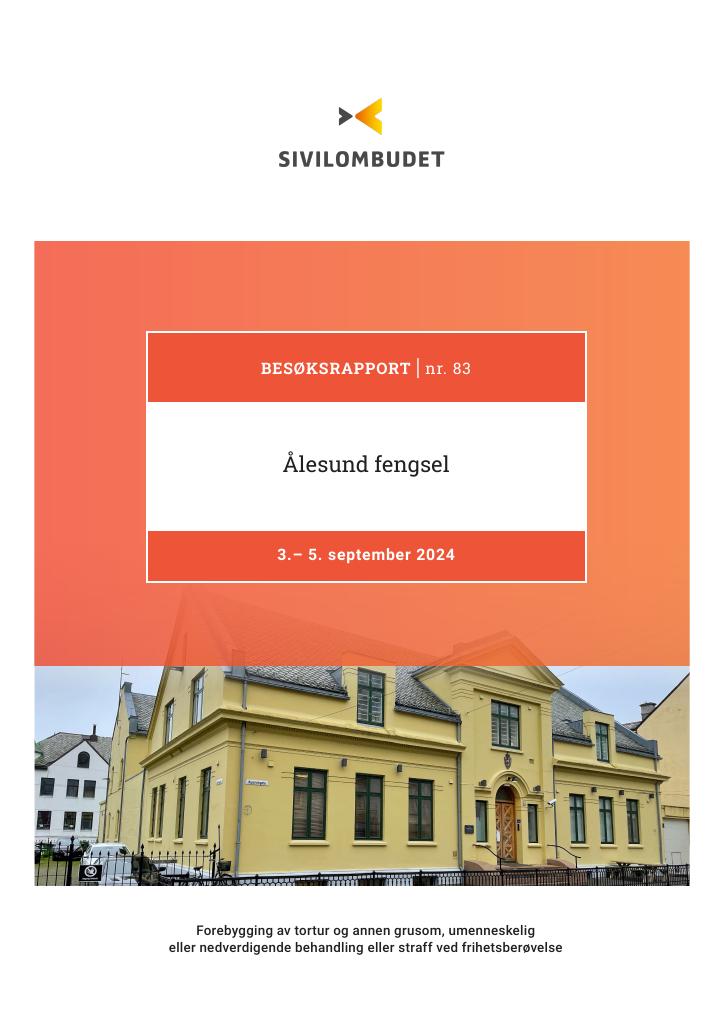 Forsiden av dokumentet Besøksrapport nr. 83 - Ålesund fengsel 3.–5. september 2024