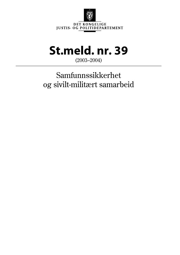 Forsiden av dokumentet St.meld. nr. 39 (2003-2004)