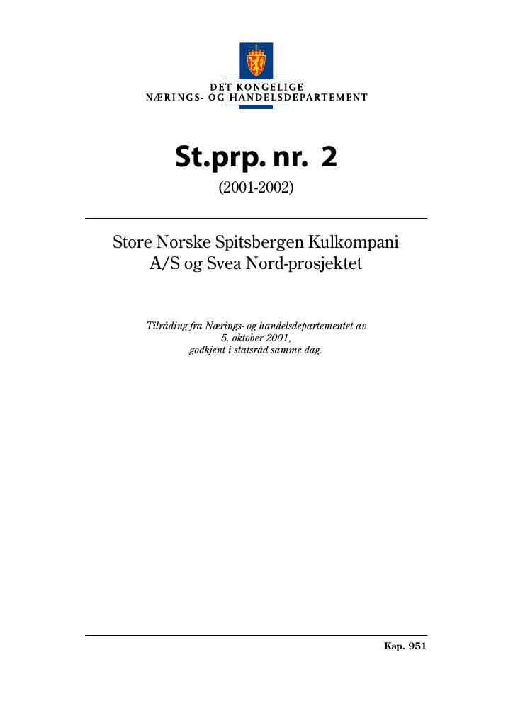 Forsiden av dokumentet St.prp. nr. 2 (2001-2002)