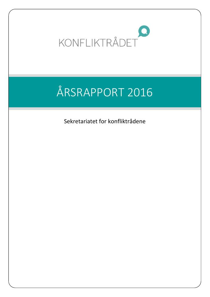 Forsiden av dokumentet Årsrapport Sekretariatet for konfliktrådene 2016