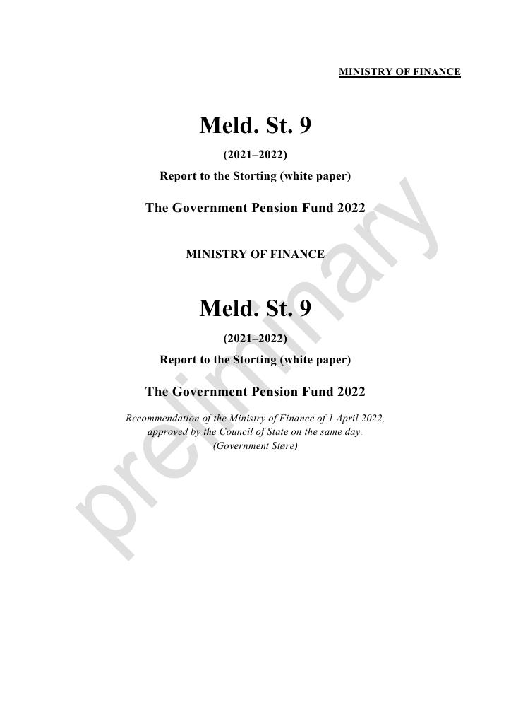 Forsiden av dokumentet Meld. St. 9 (2021–2022)