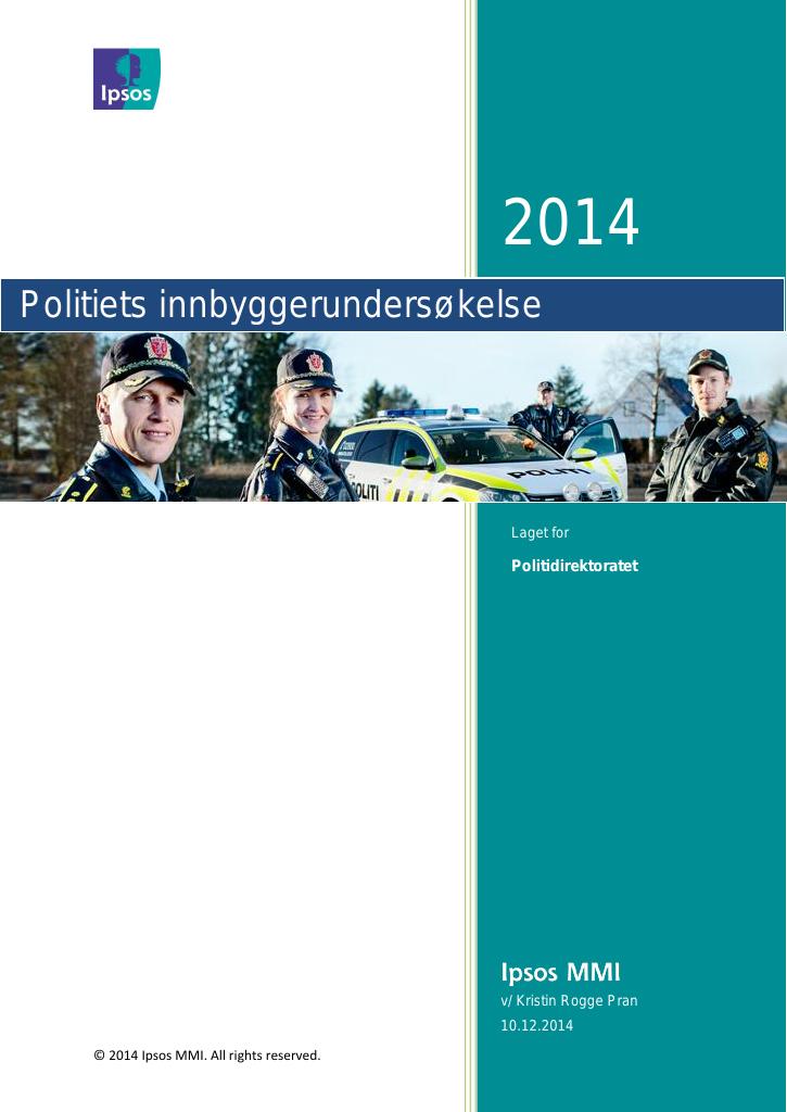 Forsiden av dokumentet Innbyggerundersøkelse 2014