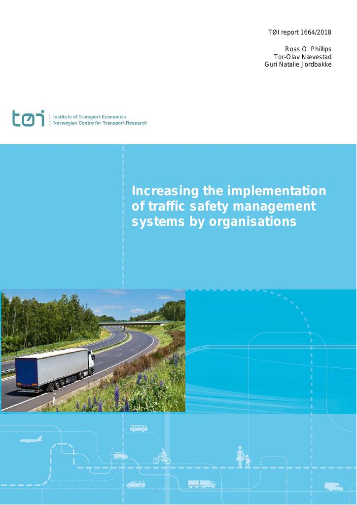 Forsiden av dokumentet Increasing the implementation of traffic safety management systems by organisations