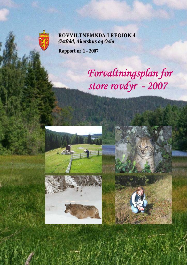 Forsiden av dokumentet Forvaltningsplan for store rovdyr - 2007