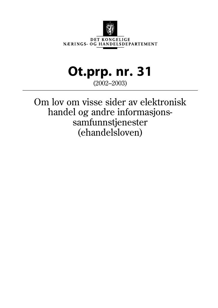 Forsiden av dokumentet Ot.prp. nr. 31 (2002-2003)