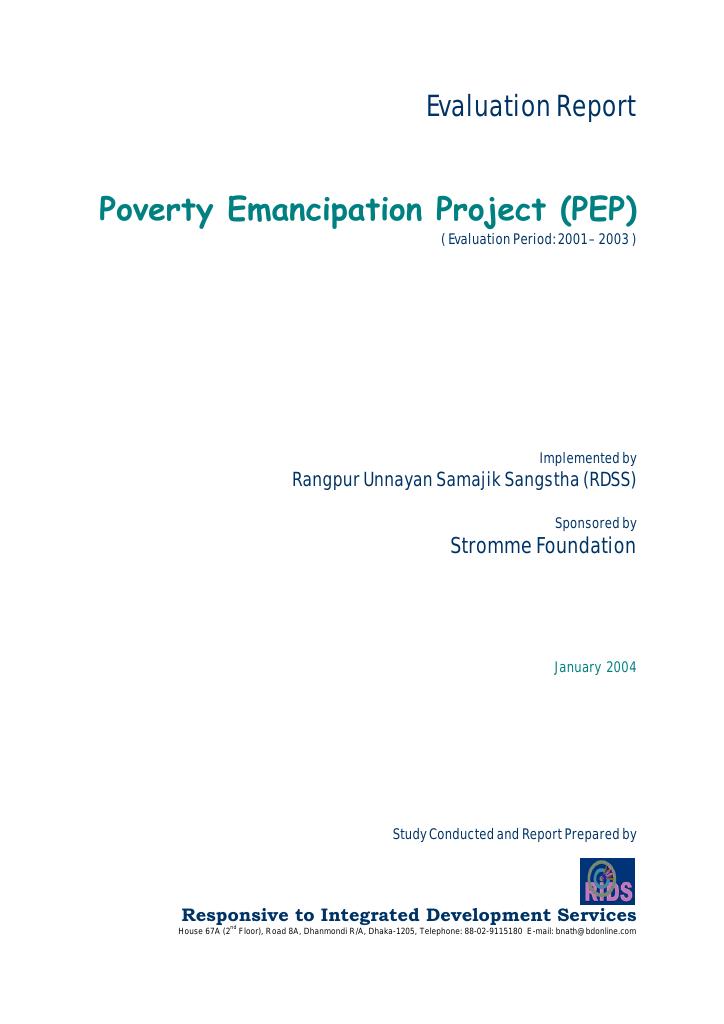 Forsiden av dokumentet Mid Term Evaluation of “Poverty Emancipation Project” in Rangpur district