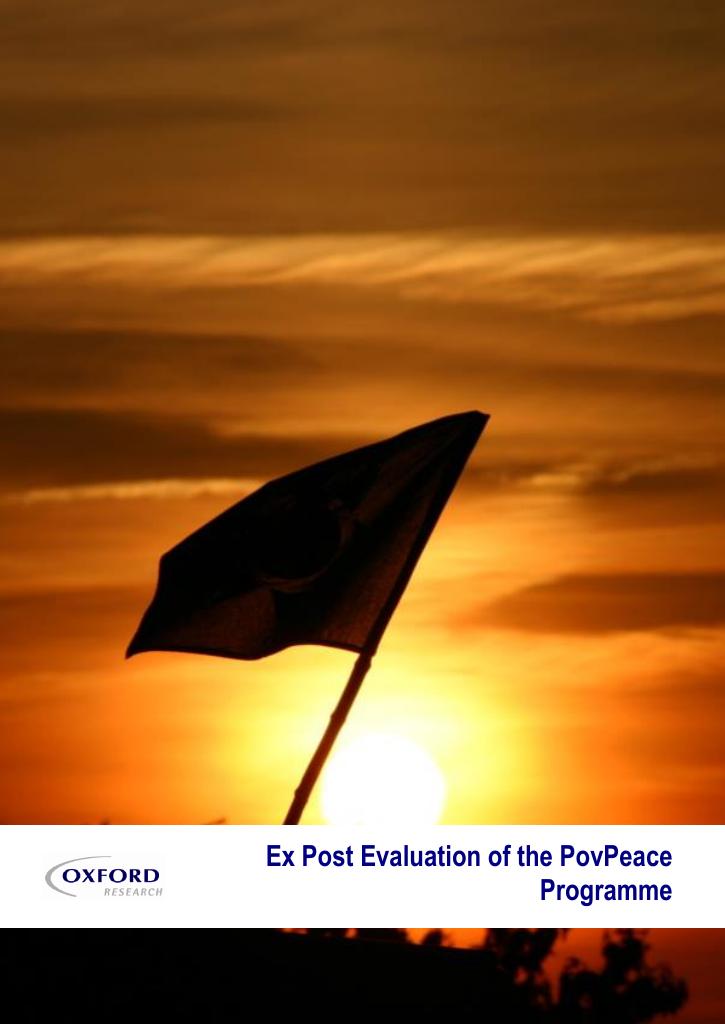 Forsiden av dokumentet Ex post evaluation of the PovPeace programme