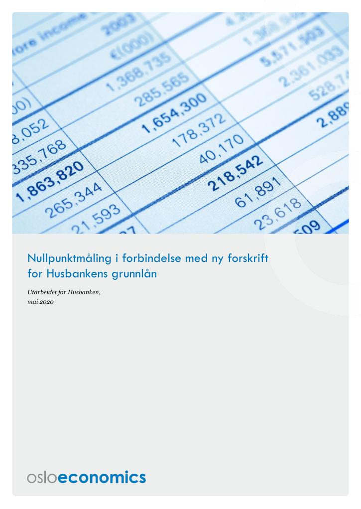 Forsiden av dokumentet Nullpunktmåling i forbindelse med ny forskrift for Husbankens grunnlån