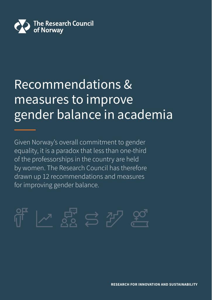 Forsiden av dokumentet Recommendations & measures to improve gender balance in academia