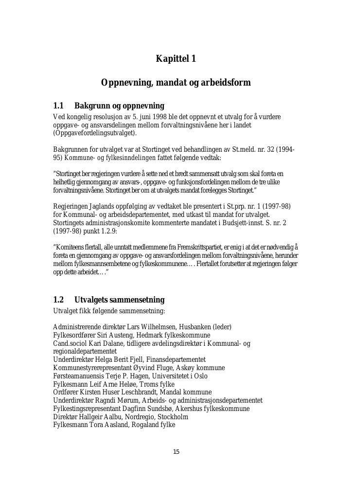Forsiden av dokumentet Om oppgavefordelingen mellom stat, region og kommune