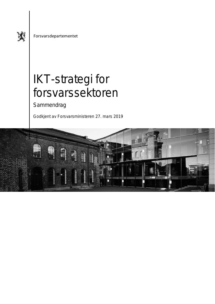 Forsiden av dokumentet IKT-strategi for forsvarssektoren